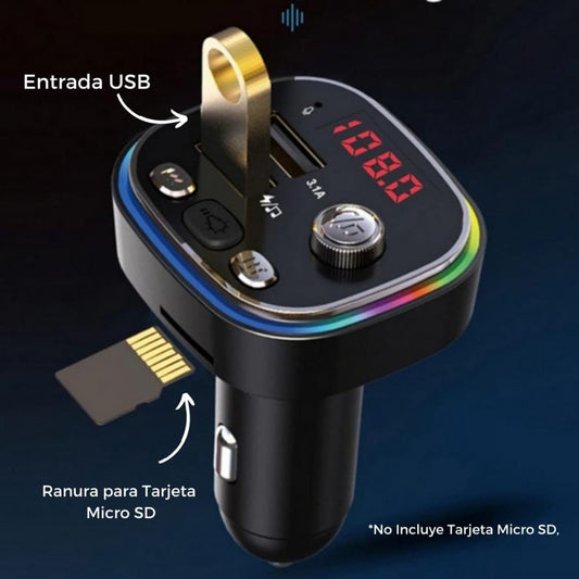 Cargador y Transmisor FM - Bluetooth para Carro