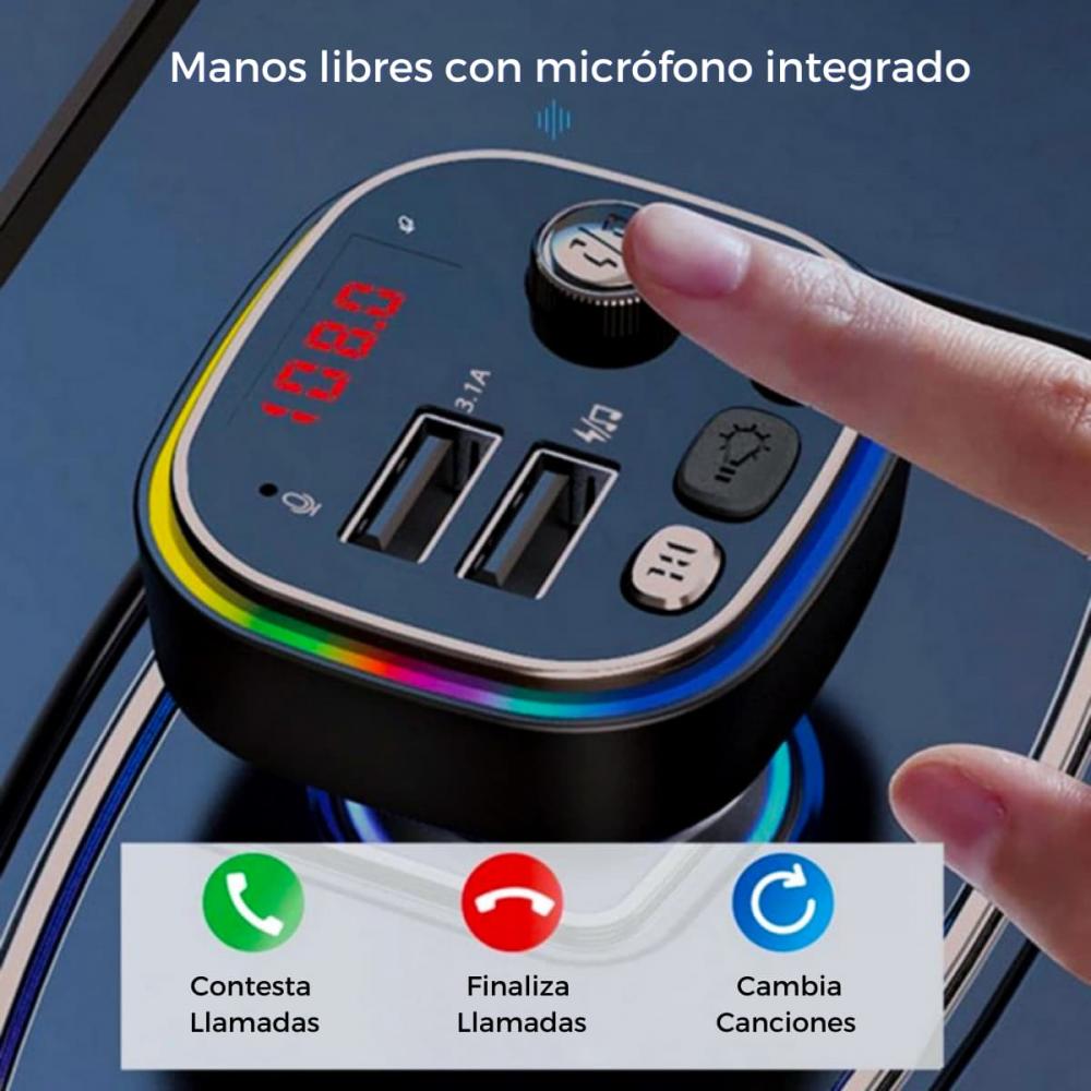Cargador y Transmisor FM - Bluetooth para Carro