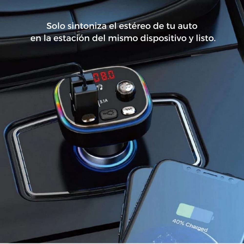 Cargador y Transmisor FM - Bluetooth para Carro