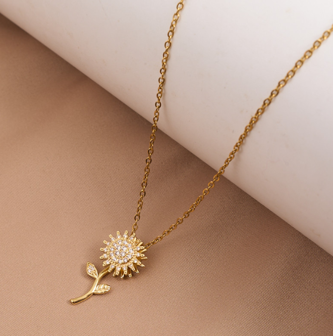 🌻 Collar de Girasol Giratorio + Dedicatoria Día de la Madre