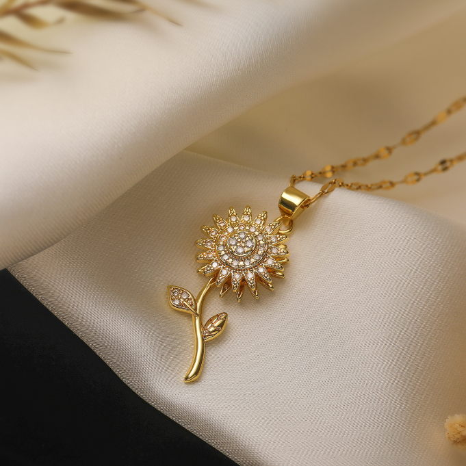 🌻 Collar de Girasol Giratorio + Dedicatoria Día de la Madre