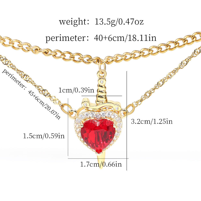 Collar Dúo de Corazón y Espada 🗡️❤️ 2 EN 1