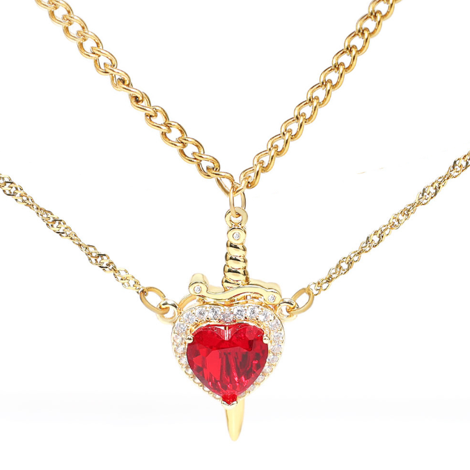 Collar Dúo de Corazón y Espada 🗡️❤️ 2 EN 1