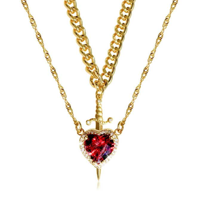 Collar Dúo de Corazón y Espada 🗡️❤️ 2 EN 1