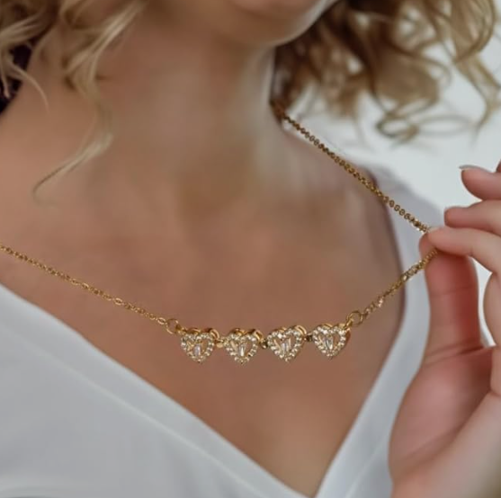 Collar Trébol de 4 Corazones 🍀❤️