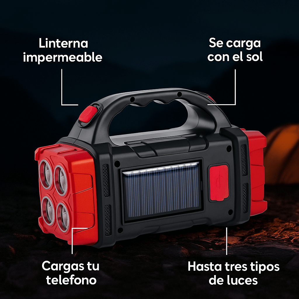 Linterna Solar Led - Se recarga con el Sol y es Impermeable ✨