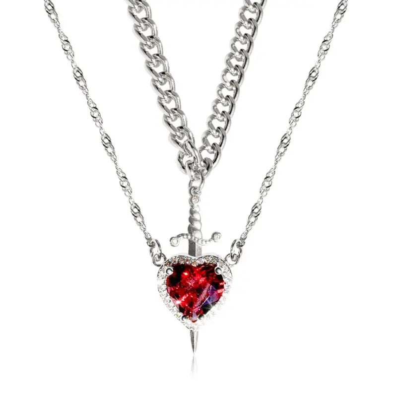 Collar Dúo de Corazón y Espada 🗡️❤️ 2 EN 1