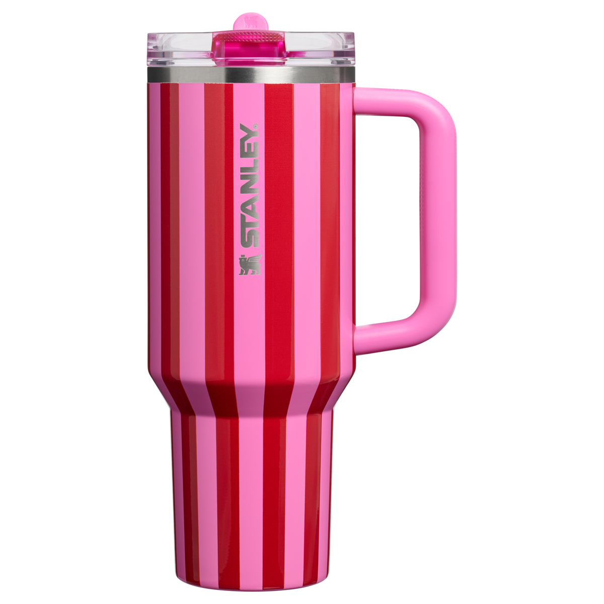 Vaso con popote abatible — Rayas menta