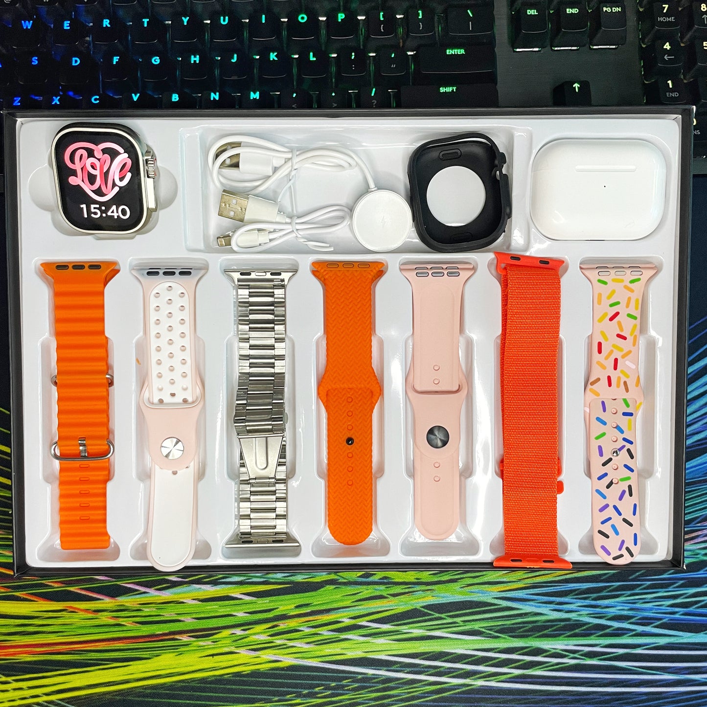 Smartwatch + 7 Pulseras + Audifonos