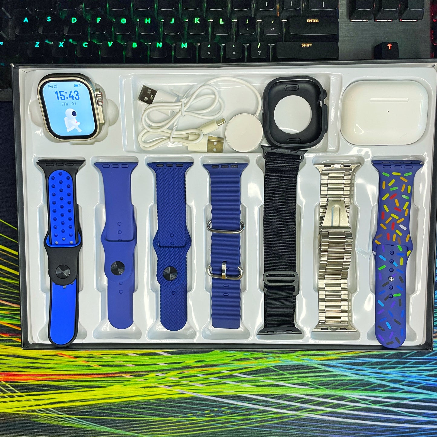Smartwatch + 7 Pulseras + Audifonos