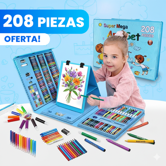 Set de Arte Completo Unisex 🎨 208 Piezas ⭐ Todo en 1 para Colorear y Pintar