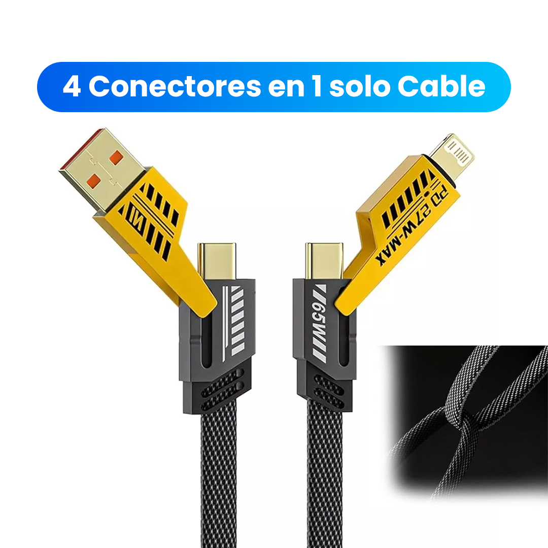 Cable De Carga Rápida Pd De Metal 4 En 1 De 65 W, Trenzado