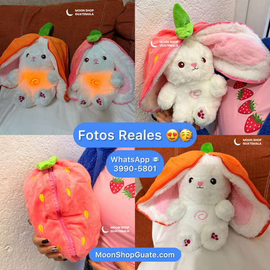 Conejito Zanahoria, Fresa que Respira 💤 Alivia la Ansiedad, Estrés y Duerme Mejor ✨