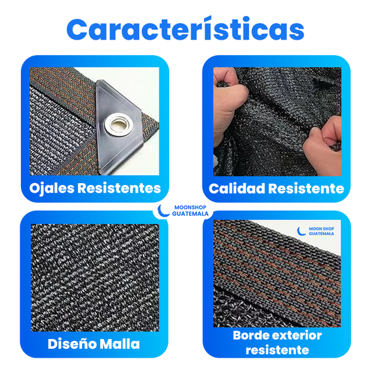 Malla Sombra Reforzada para Exteriores 90% Bloqueo de Rayos del Sol ☀️ Resistente al Viento y Lluvia ✨