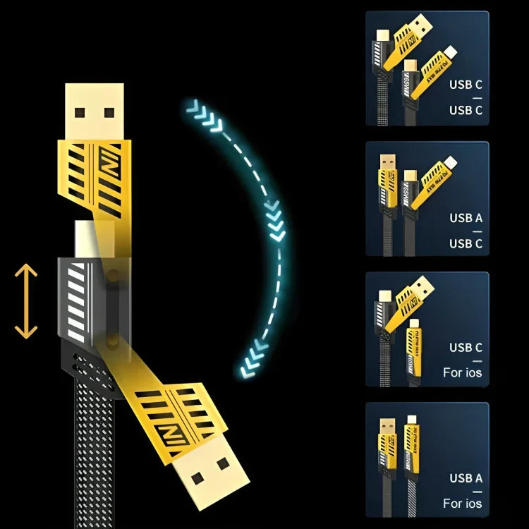 Cable de carga PD 65W de metal trenzado 4 en 1 reforzado