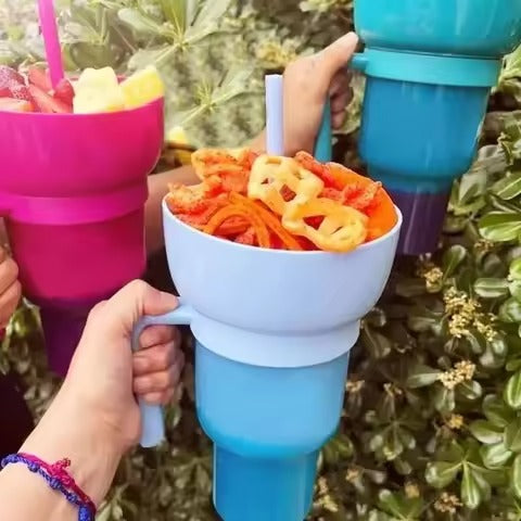 OFERTA 2X1 ⭐ Vasos Botaneros 2 en 1 - Lleva bebida y golosinas juntos ✨