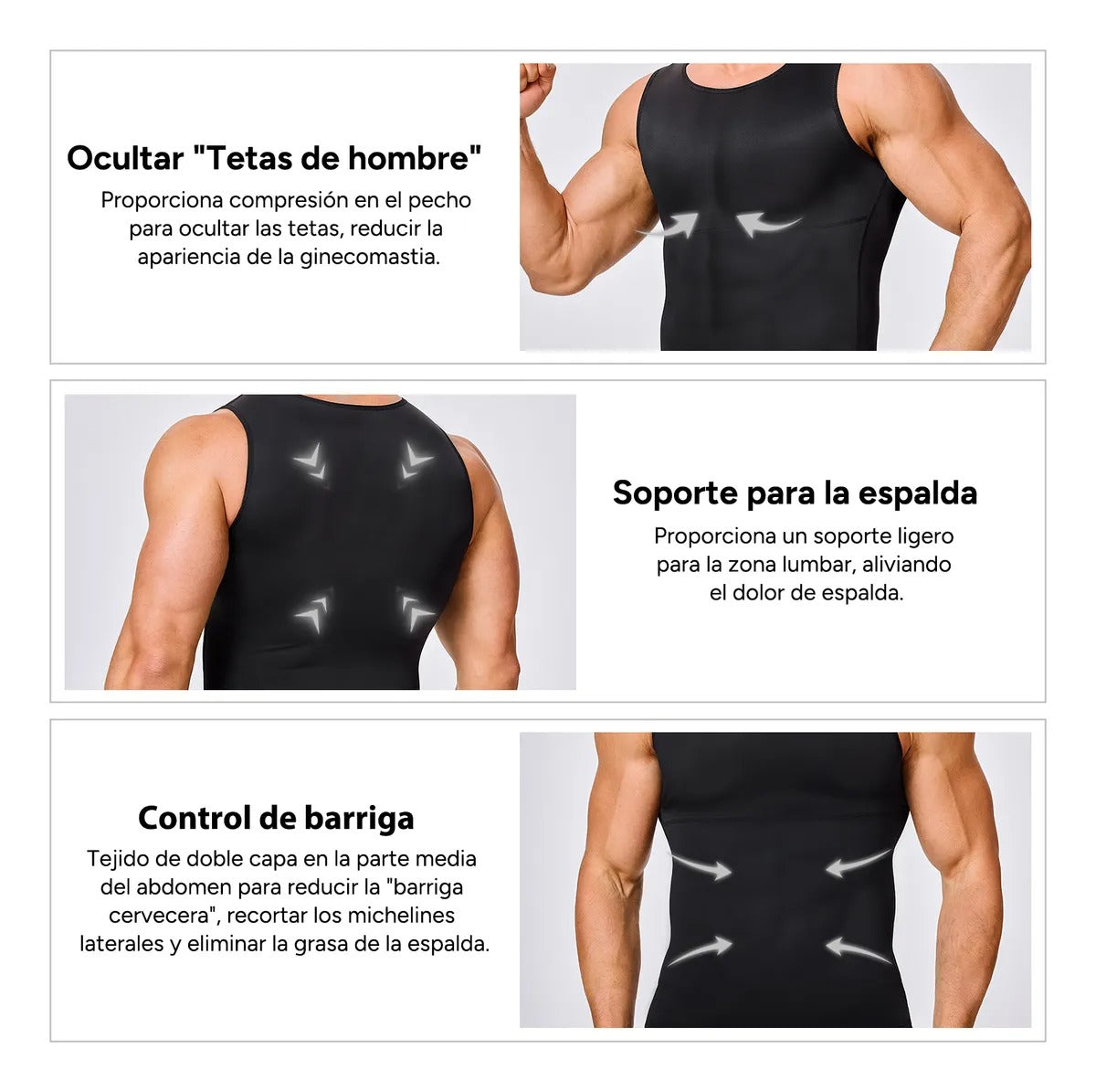 Foto real de la camiseta de compresión para postura masculina