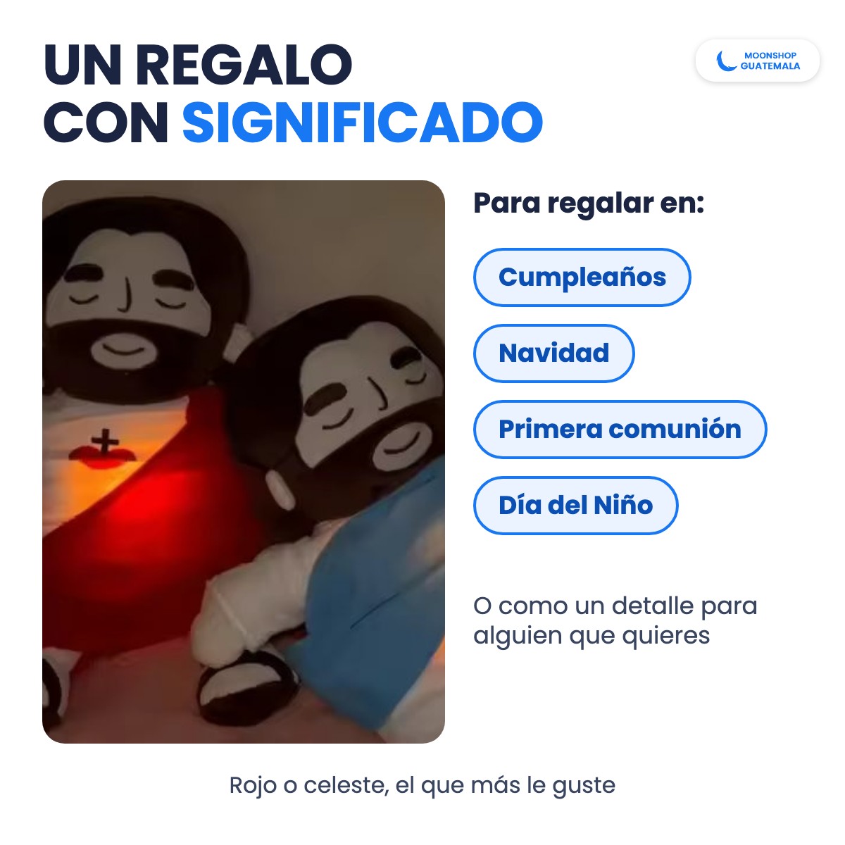 Peluches de Jesús que respira rojo y celeste encendidos, para regalar en cumpleaños, Navidad o primera comunión