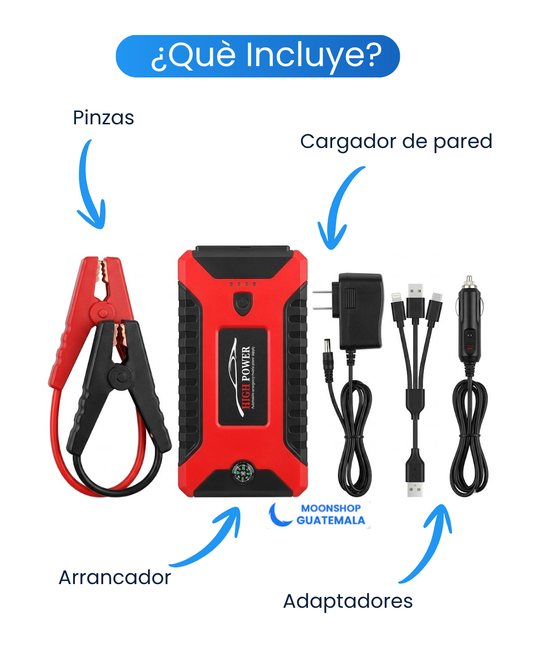 JUMPER - Arrancador Batería Para Carro, Cargador Portátil y Linterna ✨