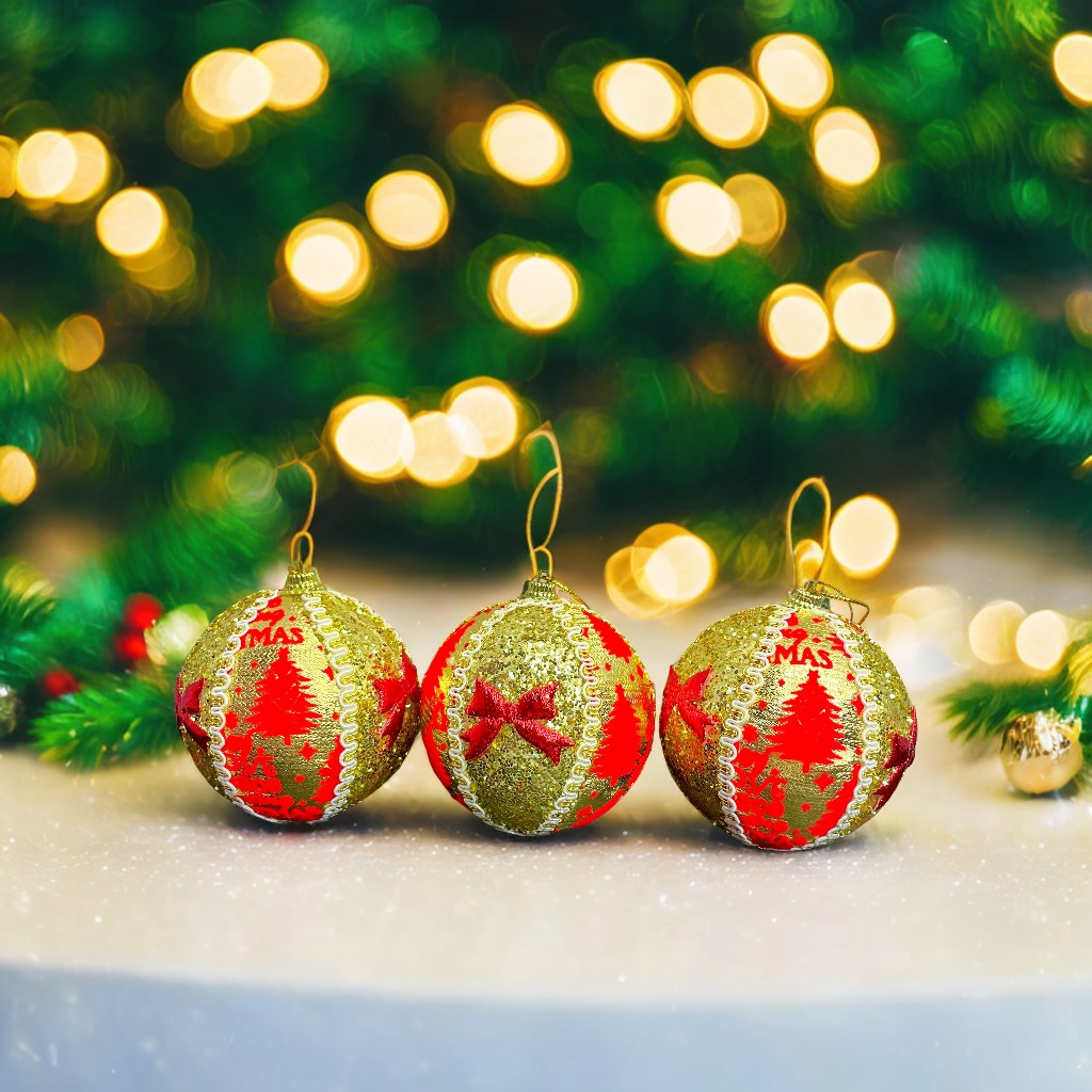 6 Bolas de Navidad - Dorado y Rojo (6 unidades )