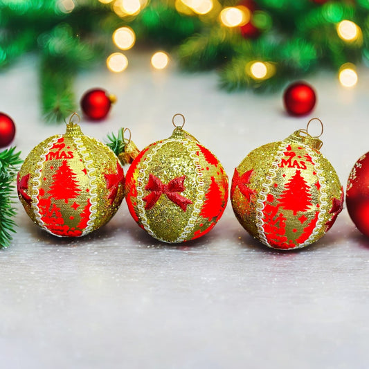 6 Bolas de Navidad - Dorado y Rojo (6 unidades )