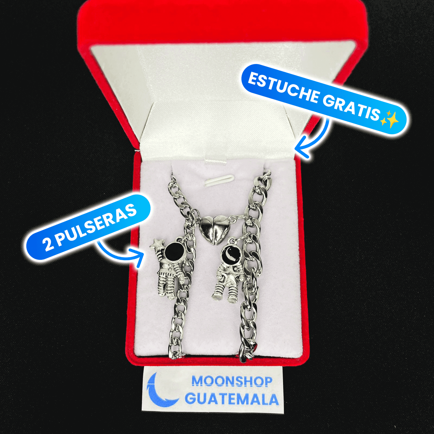 DUO Pulseras de Astronauta con Corazon + Caja GRATIS💖