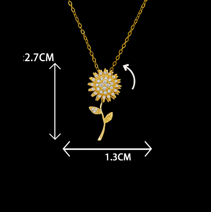 🌻 Collar de Girasol Giratorio + Dedicatoria Día de la Madre