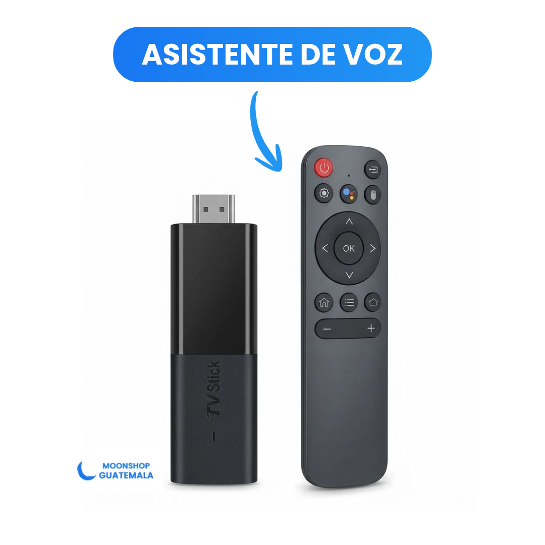 Convertidor de TV Inteligente con Control Remoto de Voz, Conexión HDMI, WiFi y Soporte para Apps