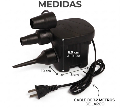 Inflador Eléctrico Portátil - 3 Boquillas diferentes tamaños 🌊