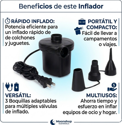 Inflador Eléctrico Portátil - 3 Boquillas diferentes tamaños 🌊