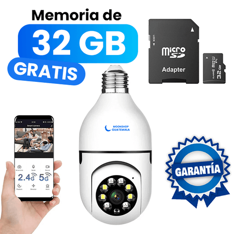 Cámara de seguridad WiFi 1080p HD con memoria de 32 GB incluida