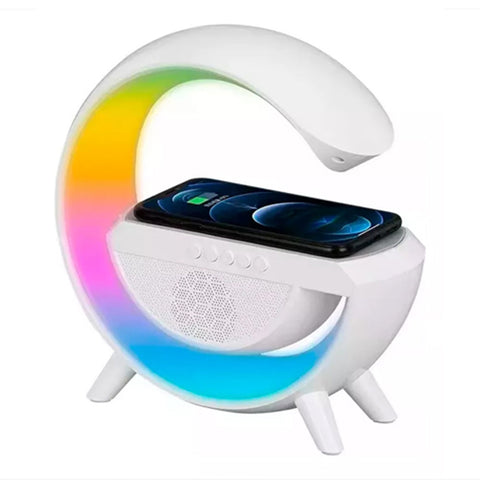 Bocina Bluetooth 2301 con cargador inalámbrico, lámpara RGB y radio FM 4 en 1