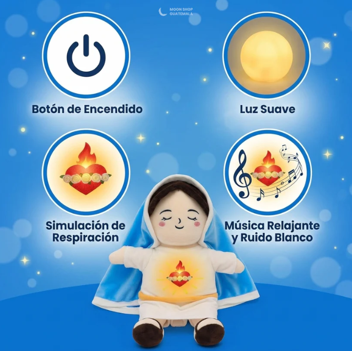 Peluche Relajante Virgen Celeste -  (Luz y Sonido). 💤