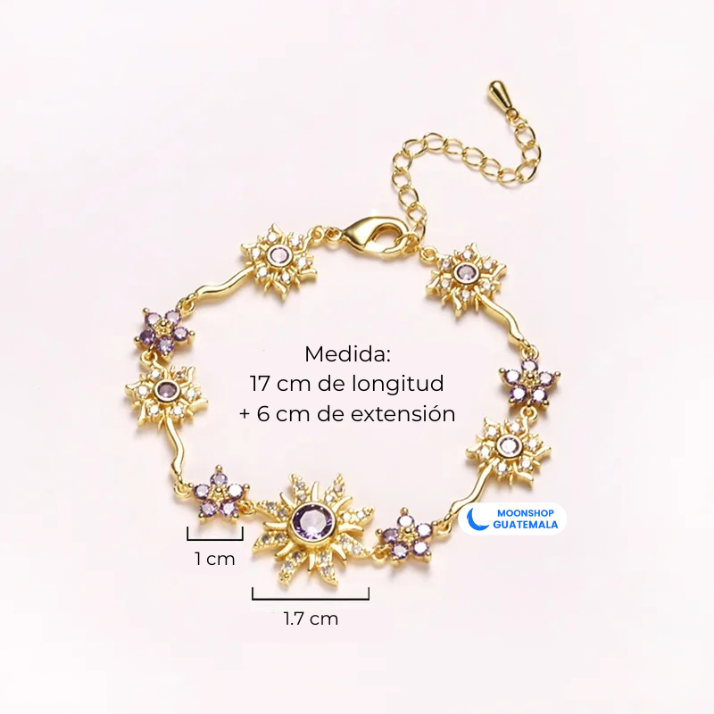 Medidas de la pulsera de Rapunzel: 17 cm más 6 cm de extensión
