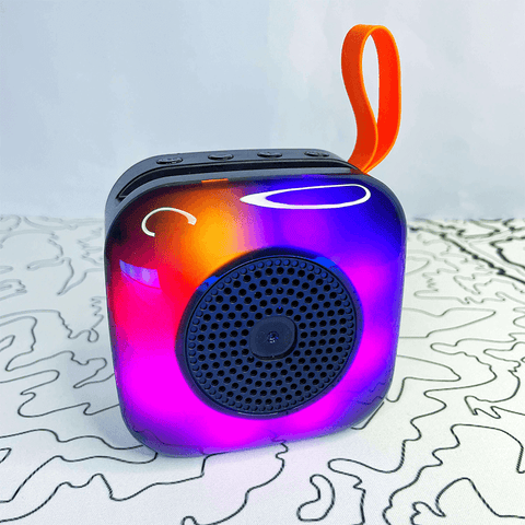 Bocina PRO Bluetooth con soporte para celular y luces LED de colores