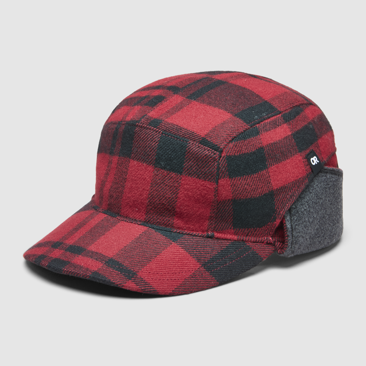 Gorra de invierno — Cuadros bermellón