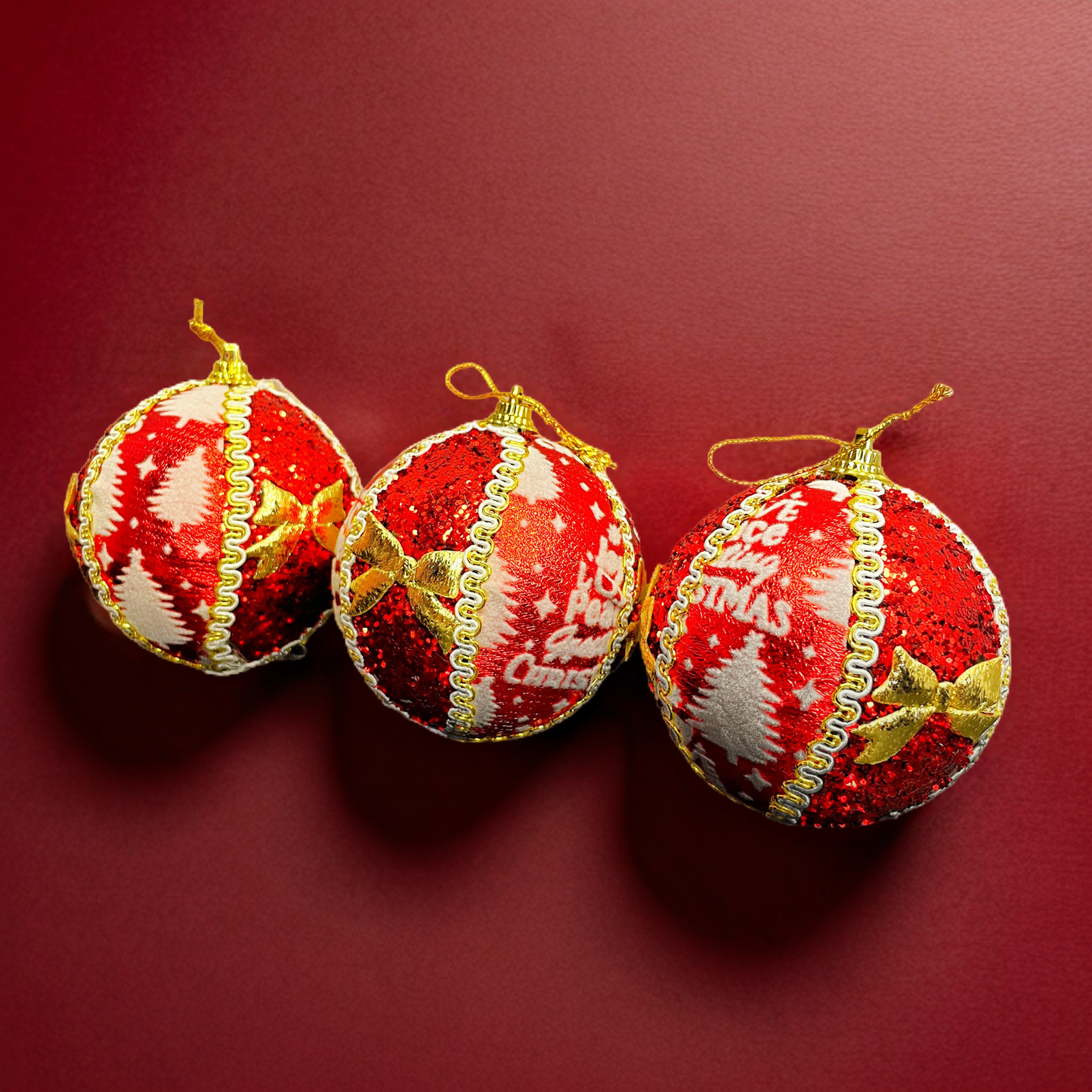 6 Bolas de Navidad - Rojo y Dorado       ( 6 unidades )