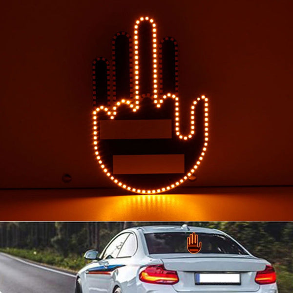Mano LED para carro mostrando el gesto de mano abierta iluminada
