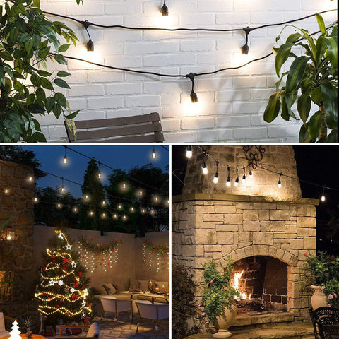 Luz LED solar tipo vintage de 10 metros con 10 bombillos para exteriores