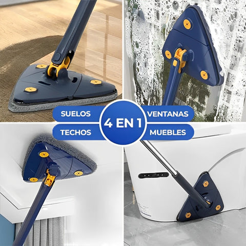 Trapeador triangular con rotación de 360 grados para limpiar todos los rincones de la casa