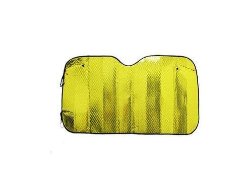 Tapasol frontal Racing metálico amarillo de aluminio para parabrisas 130x60 cm