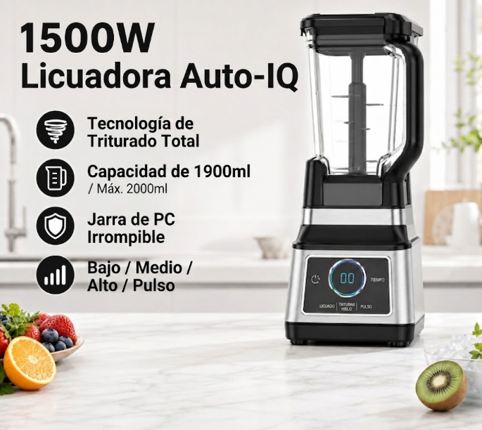 Licuadora Profesional EWTTO 1500W Trituradora de Hielo Digital