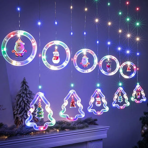 Serie Cascada Pino y Circulo con Personajes De Navidad MultiColor -  4.5 METROS