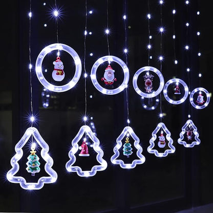 Serie Cascada Pino y Circulo con Personajes De Navidad Color Blanco -  4.5 METROS