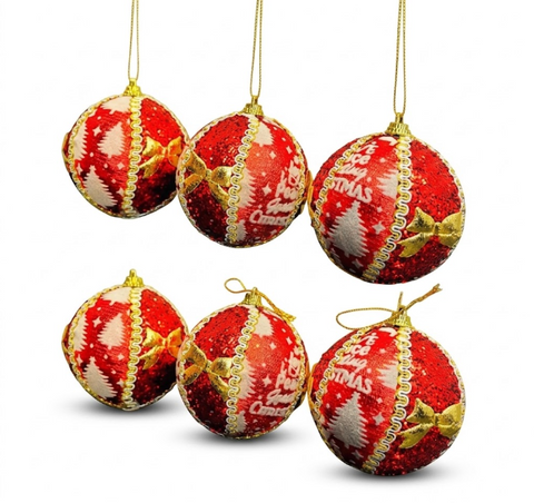 2x1 Bolas de Navidad - Rojo , Blanco y Dorado ( 6 unidades )