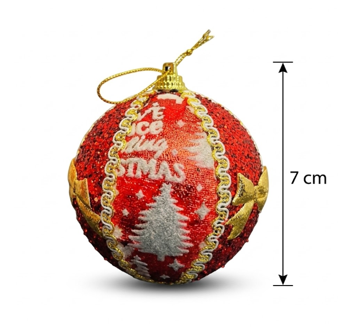 2x1 Bolas de Navidad - Rojo , Blanco y Dorado ( 6 unidades )