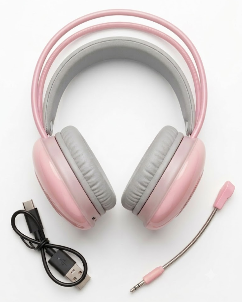 Audífonos Inalámbricos BT  Gaming  con Micrófono Rosa