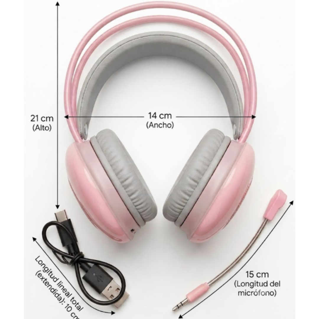 Audífonos Inalámbricos BT  Gaming  con Micrófono Rosa