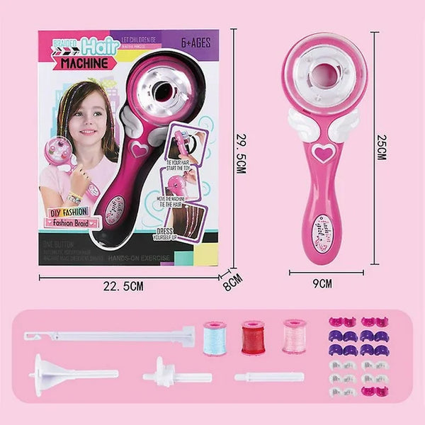 Trenzador de cabello automático creando una trenza hermosa en el pelo de una niña