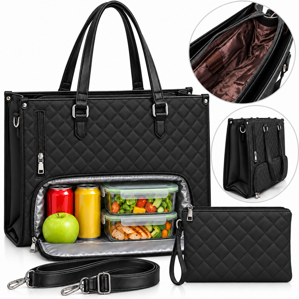 Bolso Cartera con Compartimento para Comida, Interior Impermeable y Cosmetiquera